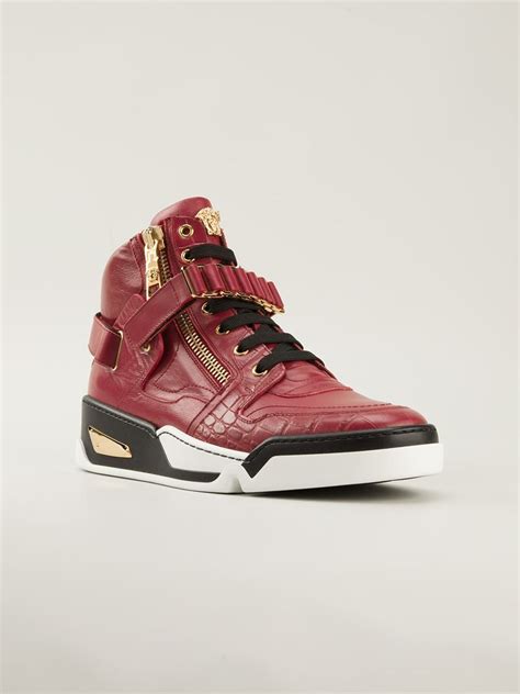 versace hombre tenis|versace zipped high top sneakers.